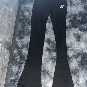 Black Flared Pants with Logo